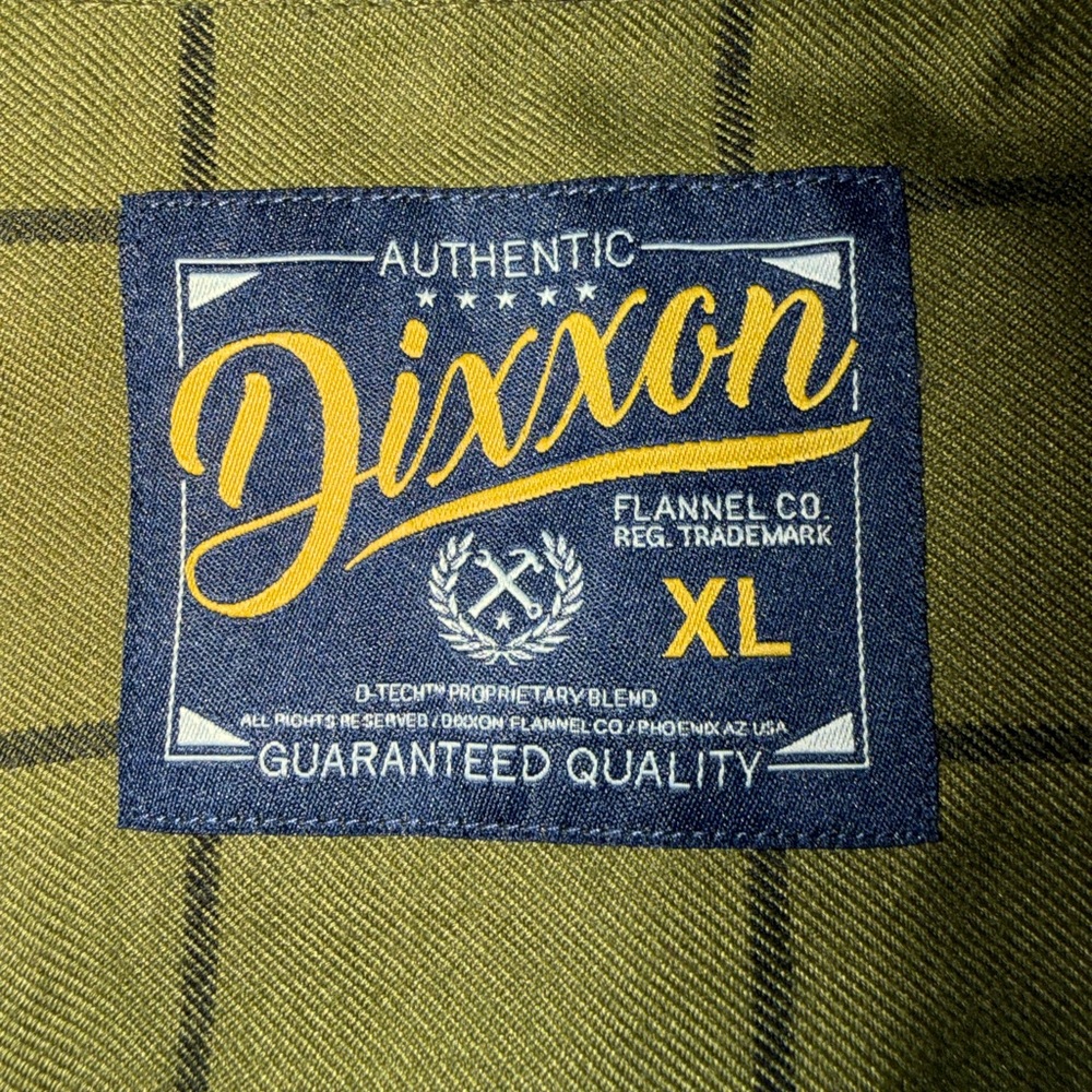 DIXXON OD Green and Black Snap Button Up Flannel Checkered Shirt Men's XL - Picture 4 of 4